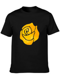 Black T-Shirt with Yellow Rose Graphic