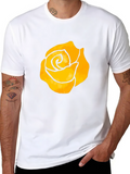 Black T-Shirt with Yellow Rose Graphic