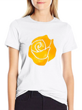 Black T-Shirt with Yellow Rose Graphic