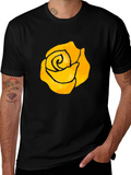Black T-Shirt with Yellow Rose Graphic