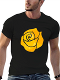 Black T-Shirt with Yellow Rose Graphic