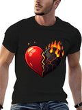 Fiery Broken Heart Graphic Tee - Black