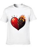 Fiery Broken Heart Graphic Tee - Black