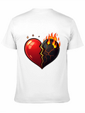 Fiery Broken Heart Graphic Tee - Black
