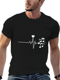 Heartbeat Music Note Graphic T-Shirt - Black