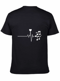 Heartbeat Music Note Graphic T-Shirt - Black