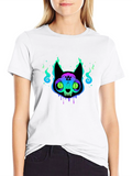 Mystic Cat Graphic Tee - Black Cotton T-Shirt