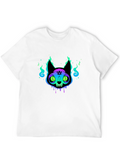 Mystic Cat Graphic Tee - Black Cotton T-Shirt