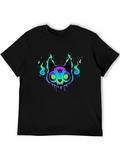 Mystic Cat Graphic Tee - Black Cotton T-Shirt