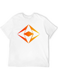 Geometric Diamond Gradient Graphic Black T-Shirt