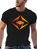 Geometric Diamond Gradient Graphic Black T-Shirt