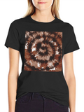Brown Tie-Dye Swirl Graphic Tee