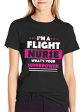 Flight Nurse Superpower Graphic Tee - Black
