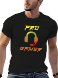 Pro Gamer Black T-Shirt with Headset Graphic