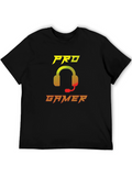 Pro Gamer Black T-Shirt with Headset Graphic