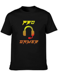 Pro Gamer Black T-Shirt with Headset Graphic
