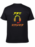 Pro Gamer Black T-Shirt with Headset Graphic