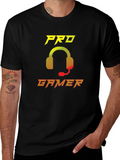 Pro Gamer Black T-Shirt with Headset Graphic
