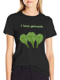 I Love Spinach Funny Graphic T-Shirt