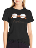 Fashion T-Shirt with Glasses Graphic