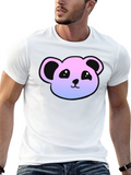Cute Panda Gradient T-Shirt - Casual Black Tee