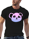 Cute Panda Gradient T-Shirt - Casual Black Tee