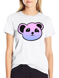 Cute Panda Gradient T-Shirt - Casual Black Tee