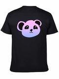 Cute Panda Gradient T-Shirt - Casual Black Tee