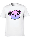 Cute Panda Gradient T-Shirt - Casual Black Tee