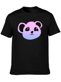 Cute Panda Gradient T-Shirt - Casual Black Tee
