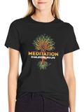 Meditation Balancing Life Black T-Shirt