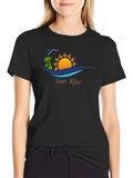 Sunrise Graphic Tee - Black Cotton T-Shirt