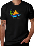 Sunrise Graphic Tee - Black Cotton T-Shirt