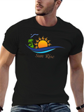 Sunrise Graphic Tee - Black Cotton T-Shirt
