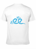 Stylish Black T-Shirt with Blue Wave Design