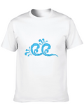 Stylish Black T-Shirt with Blue Wave Design