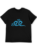 Stylish Black T-Shirt with Blue Wave Design