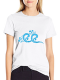 Stylish Black T-Shirt with Blue Wave Design