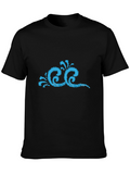 Stylish Black T-Shirt with Blue Wave Design