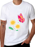 Floral Butterfly Black T-Shirt