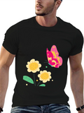 Floral Butterfly Black T-Shirt