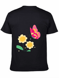 Floral Butterfly Black T-Shirt