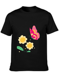 Floral Butterfly Black T-Shirt