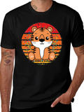 Cute Tiger Sunset Graphic Tee - Soft Cotton Blend