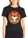 Cute Tiger Sunset Graphic Tee - Soft Cotton Blend