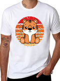 Cute Tiger Sunset Graphic Tee - Soft Cotton Blend
