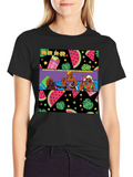 Summer Fun Graphic Print Black T-Shirt