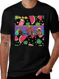 Summer Fun Graphic Print Black T-Shirt