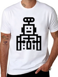 Retro Robot Graphic T-Shirt - Black