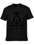Retro Robot Graphic T-Shirt - Black